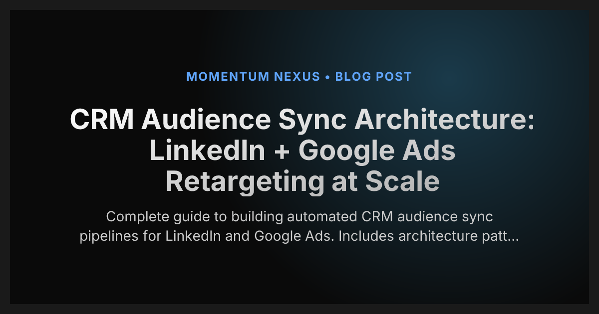 CRM Audience Sync Architecture: LinkedIn + Google Ads Retargeting at Scale