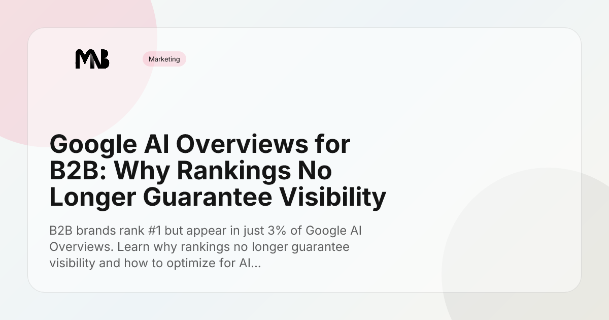 Google AI Overviews for B2B: Why Rankings No Longer Guarantee Visibility