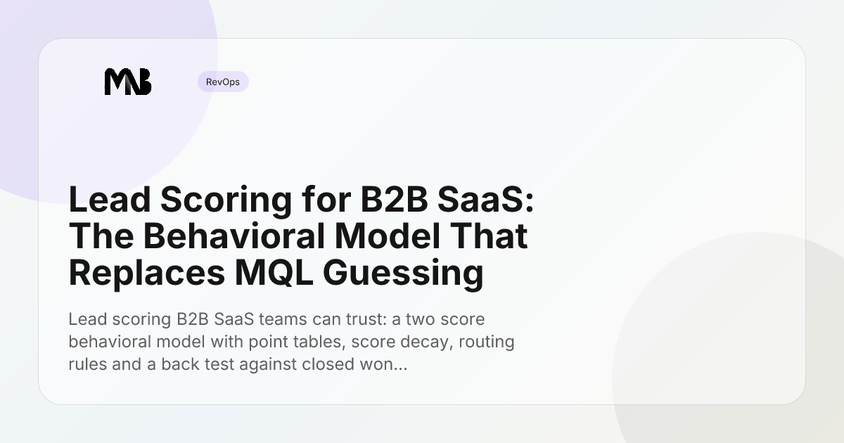 Lead Scoring for B2B SaaS: The Behavioral Model That Replaces MQL Guessing