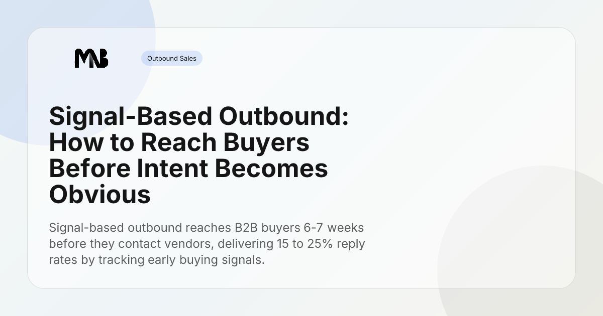 Signal-Based Outbound: How to Reach Buyers Before Intent Becomes Obvious