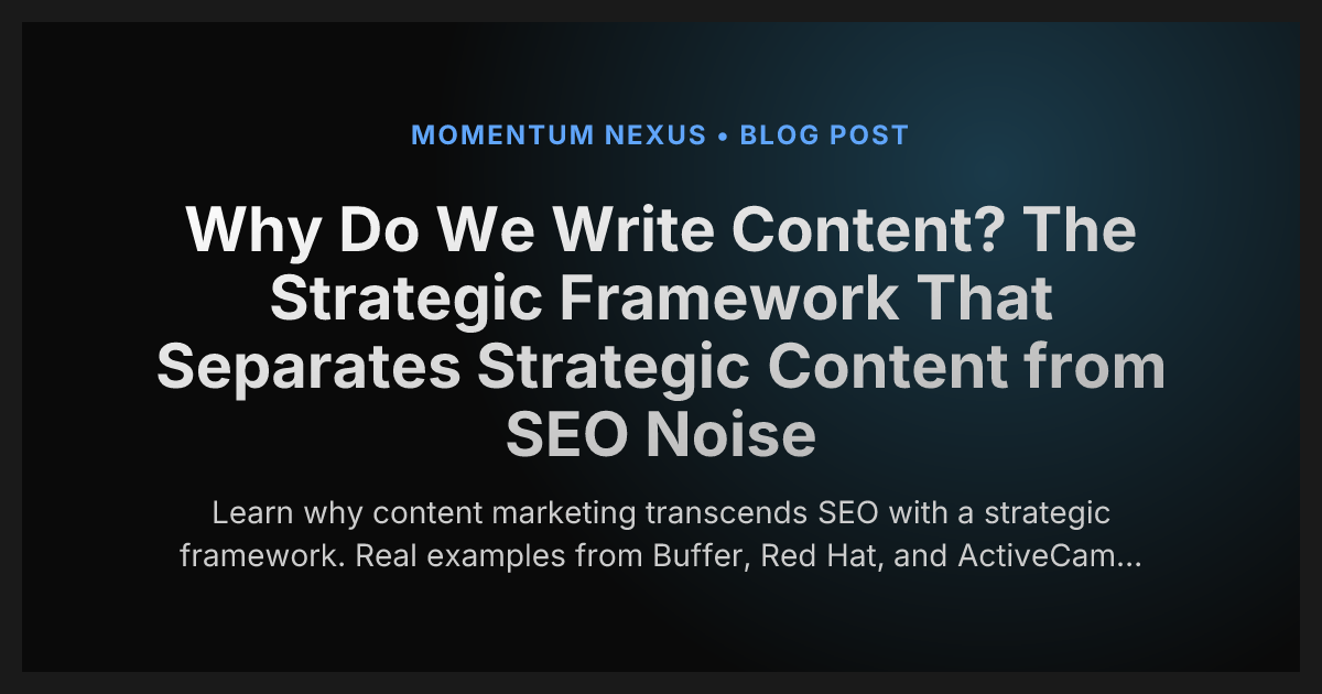 Why Do We Write Content? The Strategic Framework That Separates Strategic Content from SEO Noise
